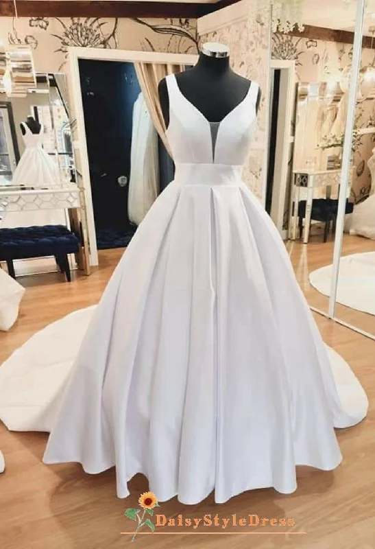 Ball Gown Ivory Satin Wedding Dress