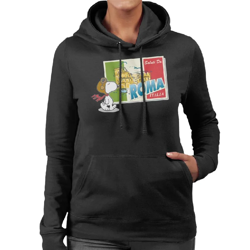 Peanuts Snoopy In Roma Italy Women's Hooded Sweatshirt