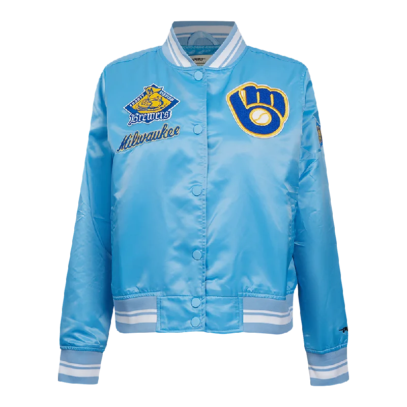 CHAMARRA DE SATÉN MLB MILWAUKEE BREWERS RETRO CLASSICS PARA MUJER