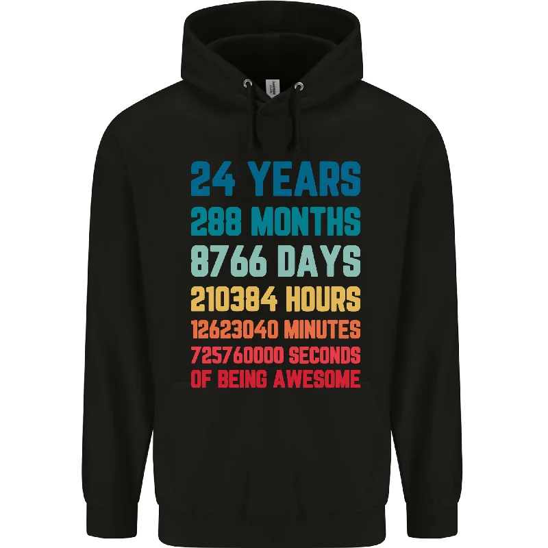 24th Birthday 24 Year Old Mens 80% Cotton Hoodie