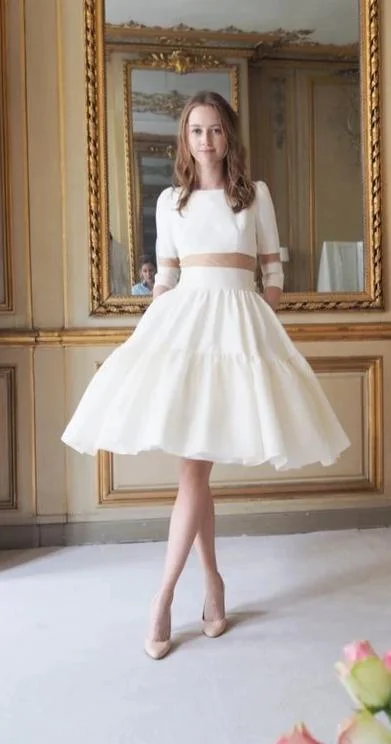 Informal High Neckline Short Wedding Dress