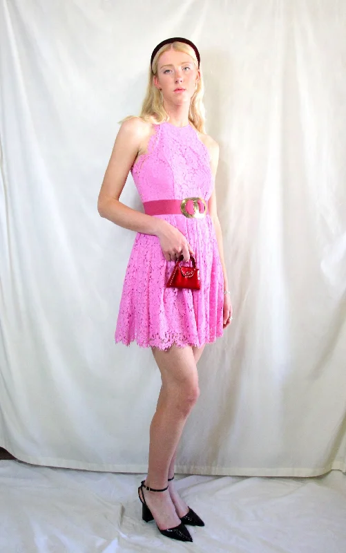 Pink Lace Skater Dress