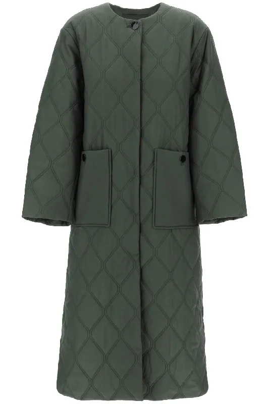 Quilted Midi Coat  - Green