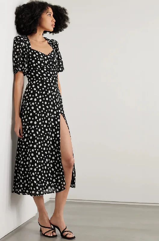 Freya Polka Dot Midi Dress with Sweetheart Neckline