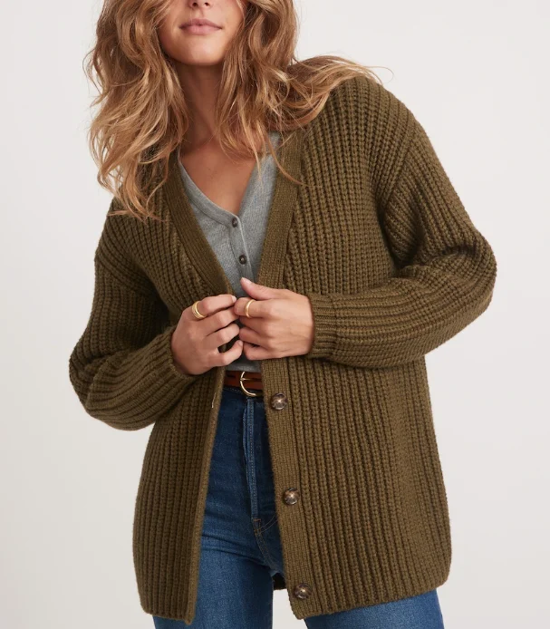 Ramona Oversized Cardigan - Military Olive Heather