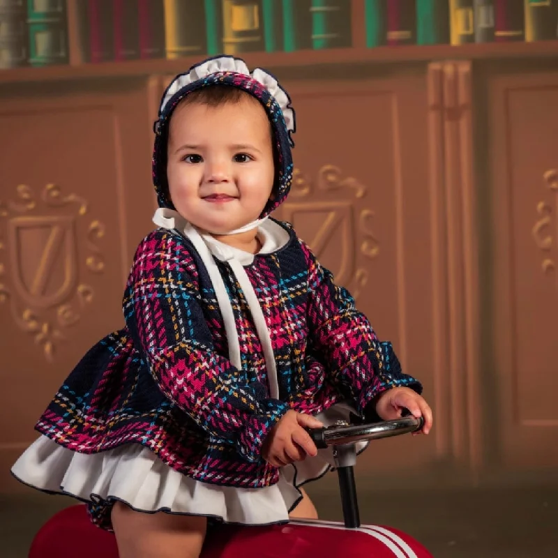 BABINE - Tartan Baby Dress & Bonnet - Red