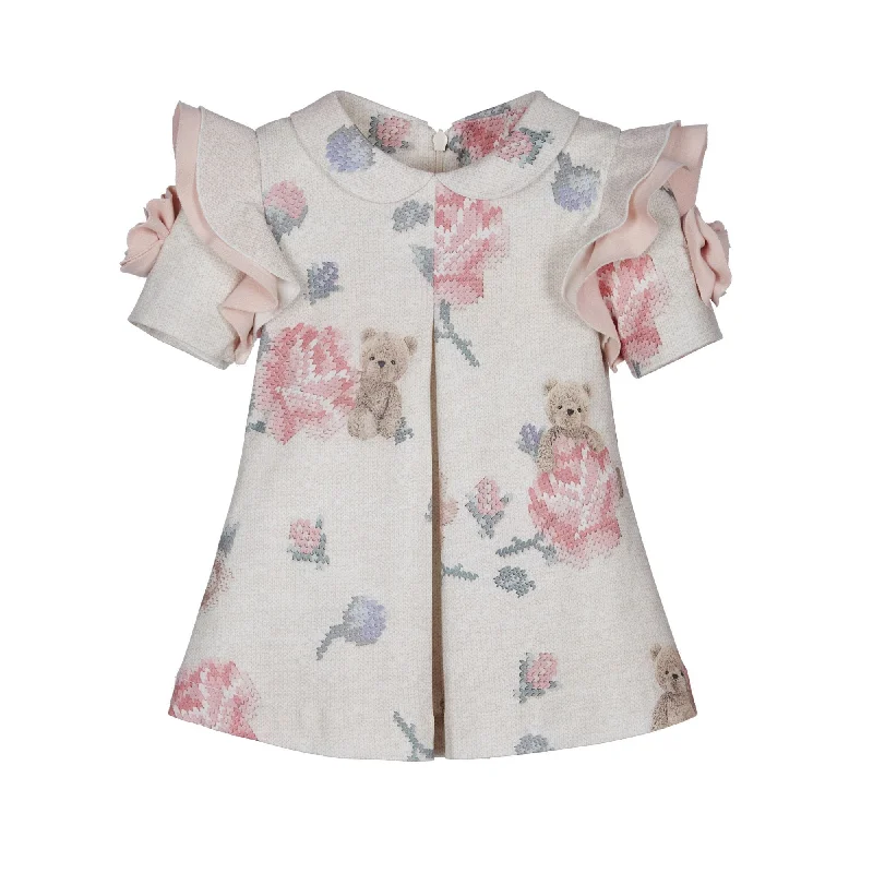 LAPIN HOUSE - Teddy Rose Ruffle Dress - Blush