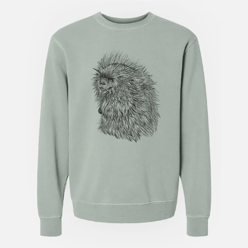 North American Porcupine - Erethizon dorsatum - Unisex Pigment Dyed Crew Sweatshirt