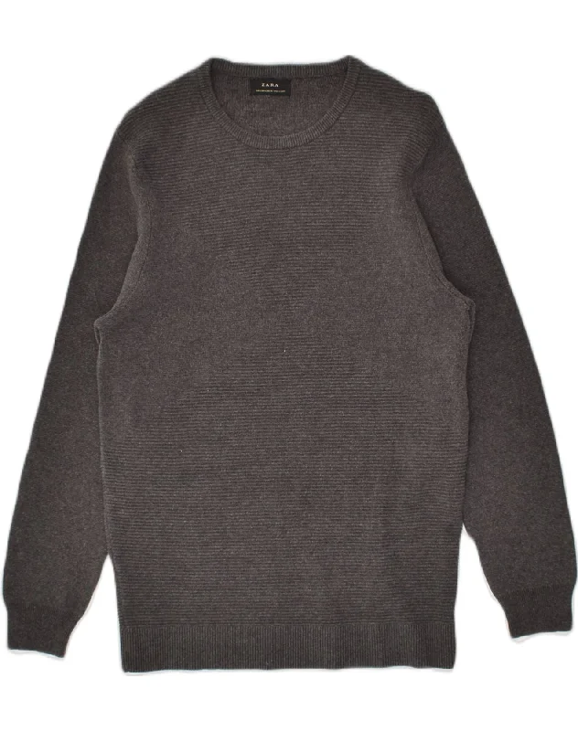 ZARA Womens Crew Neck Jumper Sweater UK 12 Medium Grey