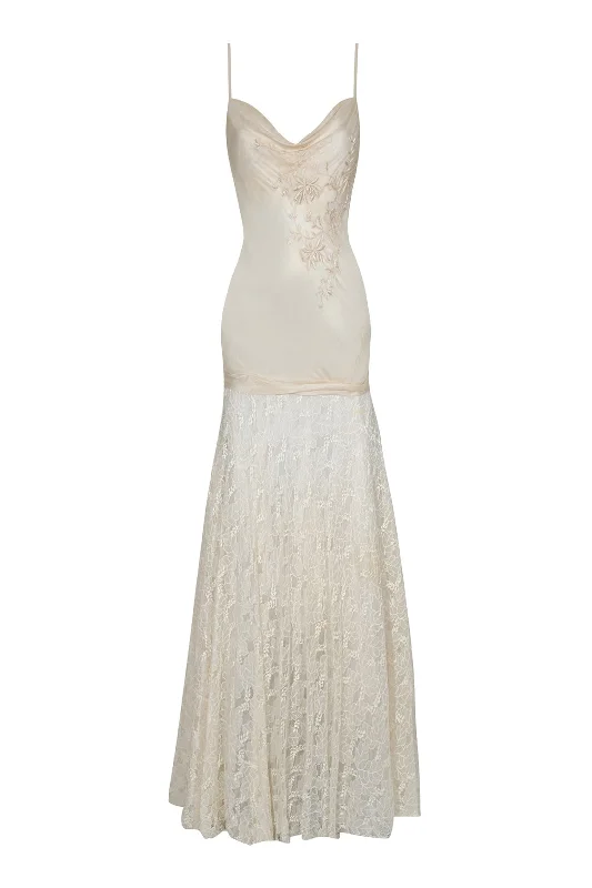 1930s White Silk and Lace Slip