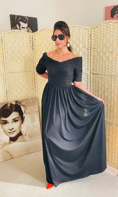 Vintage Couture Maxi Black Cocktail Dress