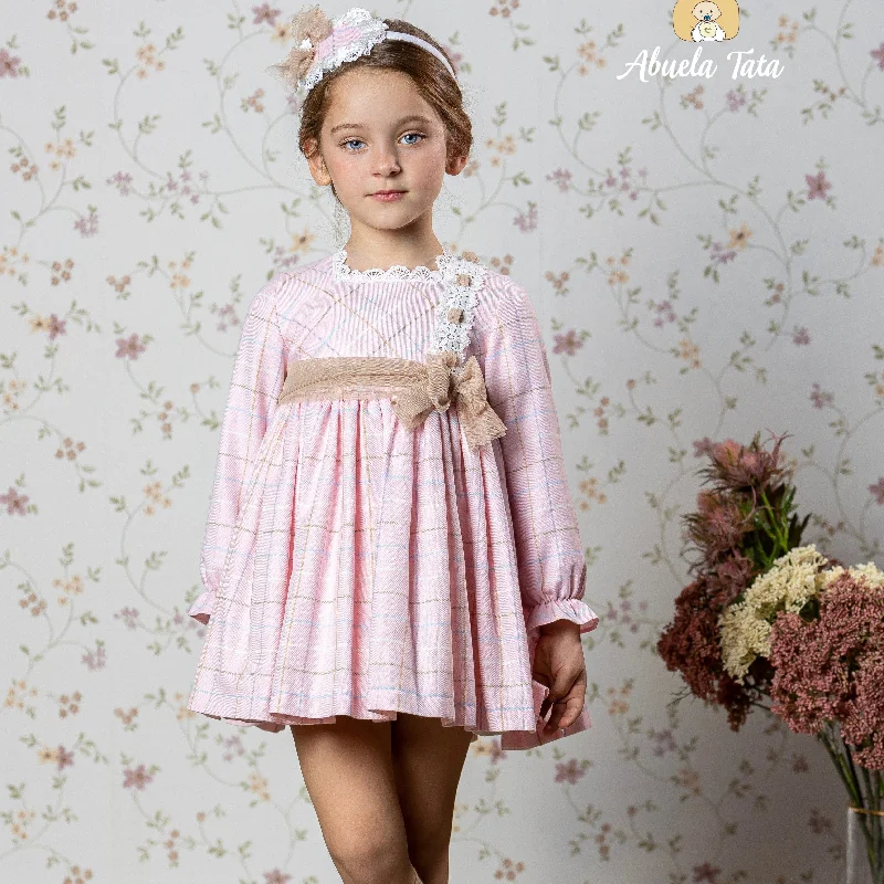 ABUELA TATA - Check Puffball Dress - Pink