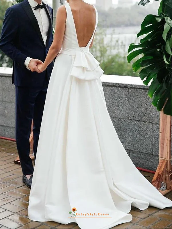 Simple Low Back Wedding Dress