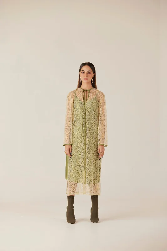 Lumière Green Lace Midi Dress