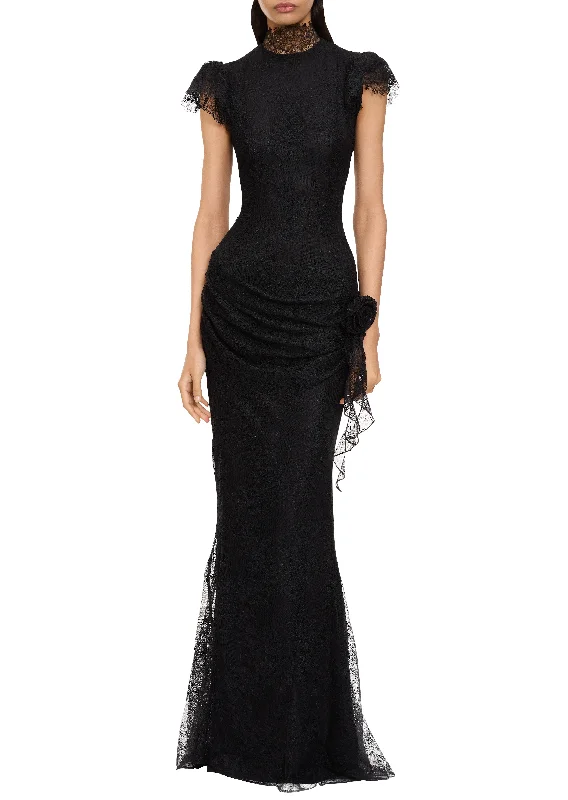 Silentium Lace Maxi Dress - Black