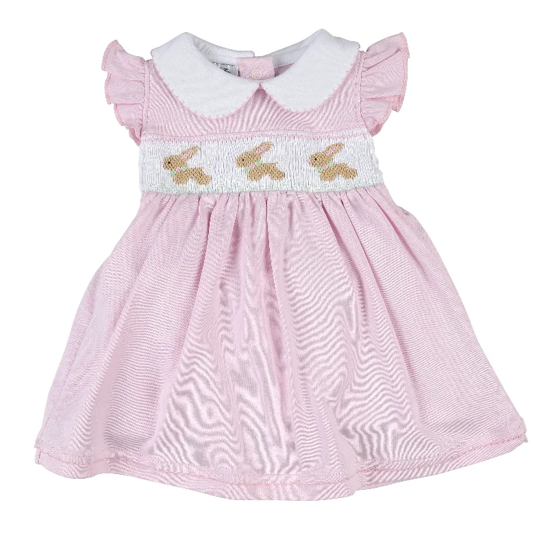 MAGNOLIA BABY - Springtime Bunny Smocked  Dress Set - Pink