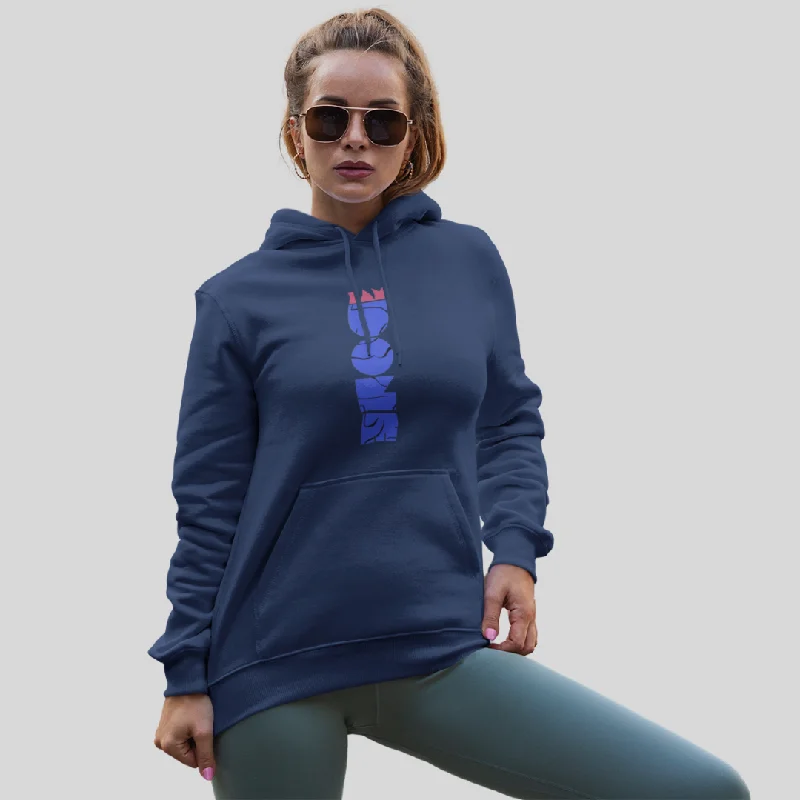 Stay Cozy and Chic with Our "DONE" Printed Women's Blue Hoodie!