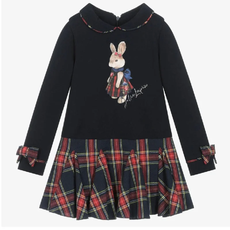 LAPIN HOUSE - Rabbit Tartan Dress - Navy