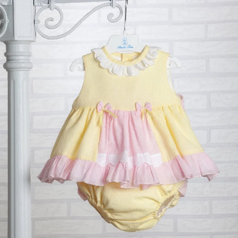 DULCE NENA LEMON/ PINK BABY DRESS