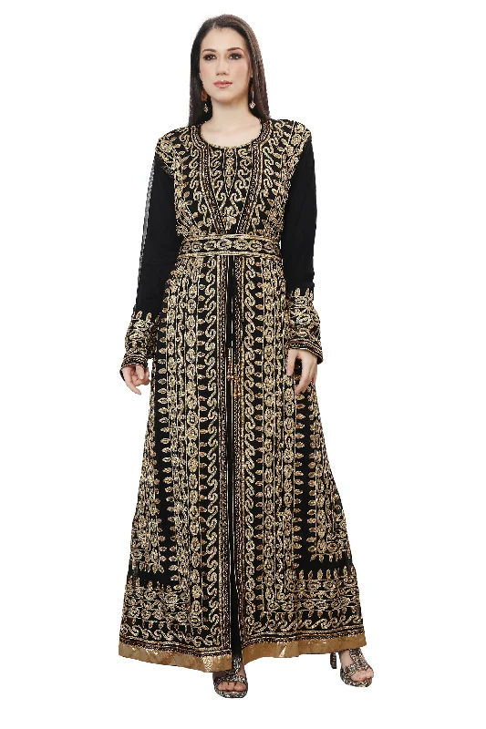 Traditional Jalabiya Karakou Embroidery Kaftan Gown