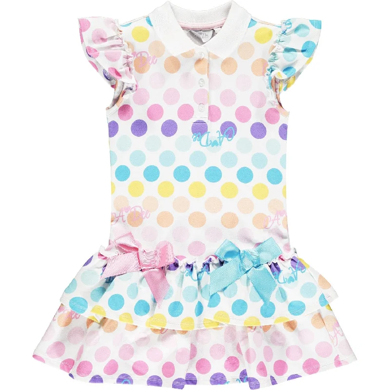 A DEE - Polka Dot Tennis Dress - White/Pink/Blue