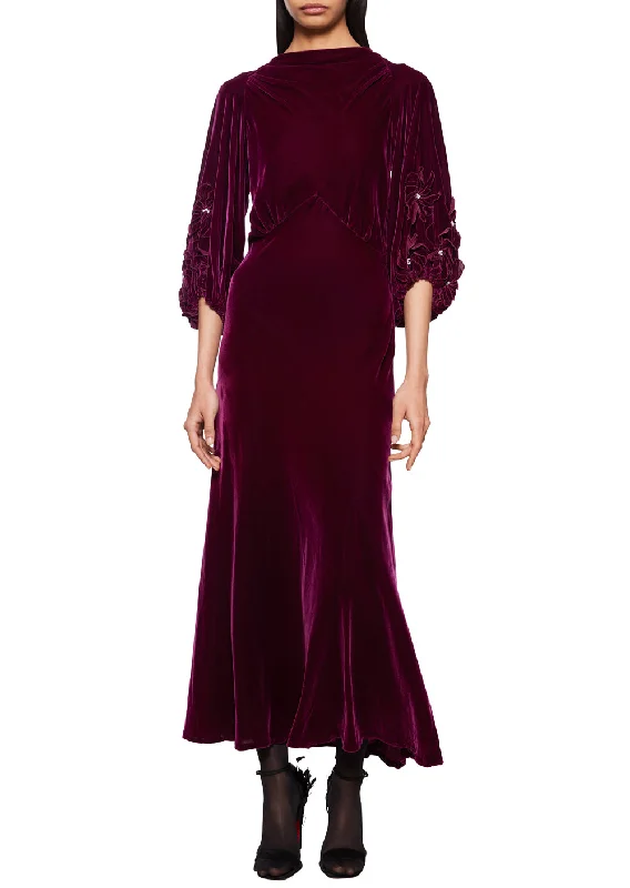 1930s Burgundy Velvet Dress