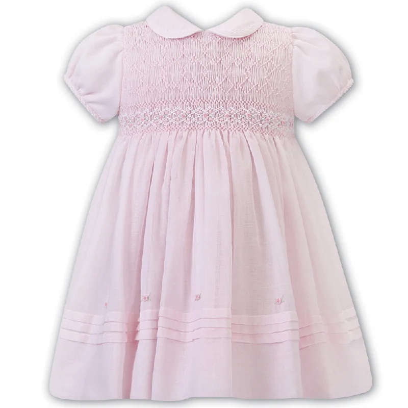 SARAH LOUISE - Rosebud Peter Pan Collared  Embroidered Smock Dress