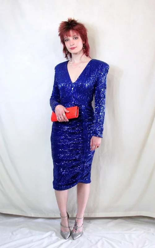 Cobalt Blue Sequin Midi Dress