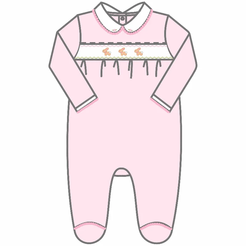 MAGNOLIA BABY - Springtime Bunny Smocked  Babygrow - Pink