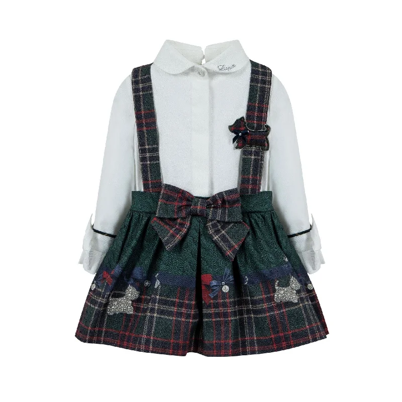 LAPIN HOUSE - Tartan Scotty Dog Pinafore Dress - Green