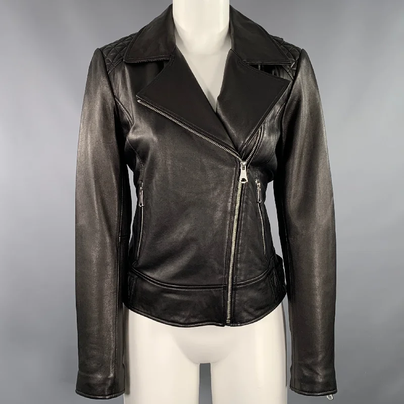 MARC NEW YORK Size M Black Leather Quilted Motorcycle Jacket