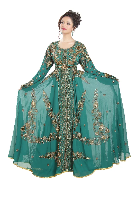 Embroidered Kaftan Ball Gown With Oriental Robe