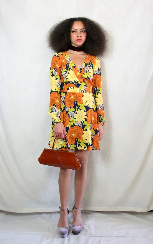 Orange 70s Style Mini Dress