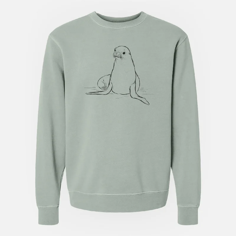 California Sea Lion - Zalophus californianus - Unisex Pigment Dyed Crew Sweatshirt