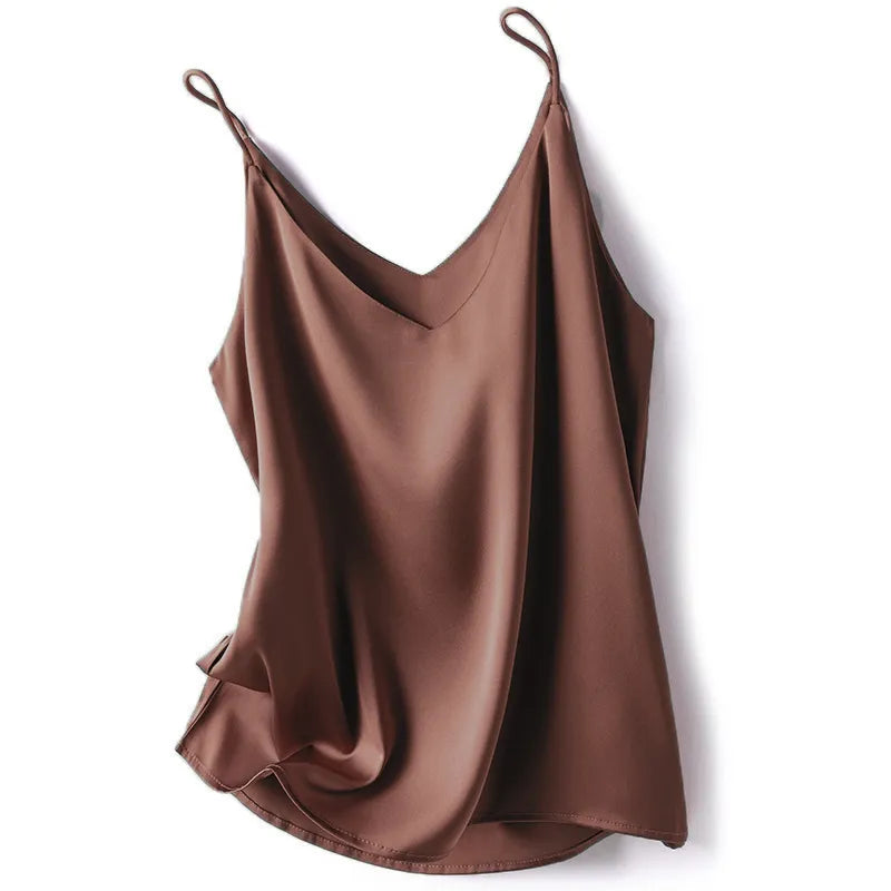 Women's V Neck Camisole Satin Designer Fashion Singlets