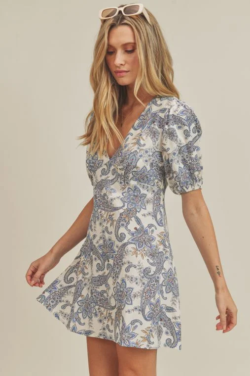 Paisley Printed Mini Dress