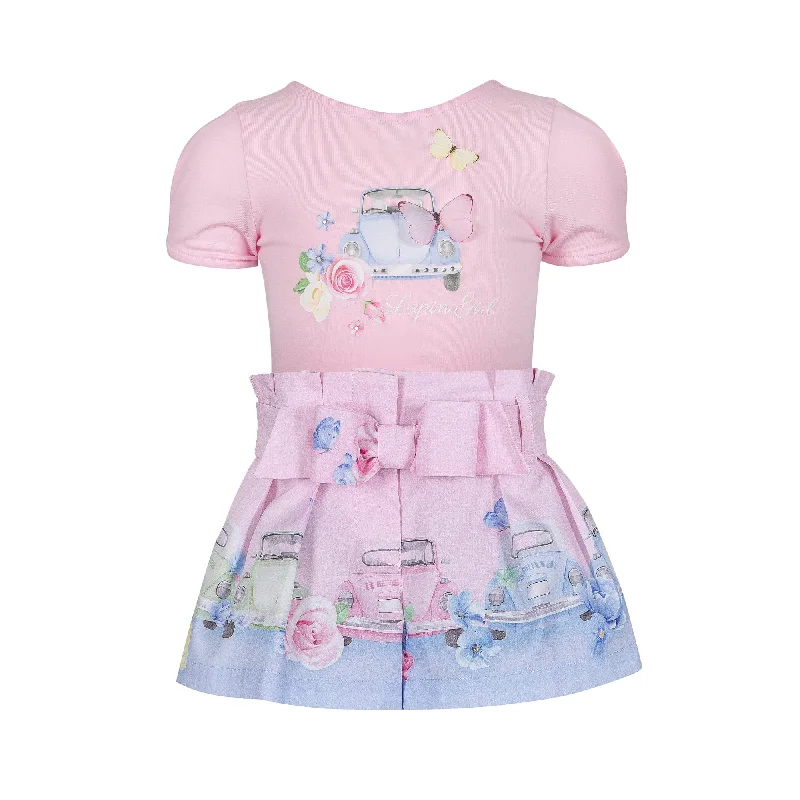 LAPIN HOUSE - Top & Car Short Set - Pink