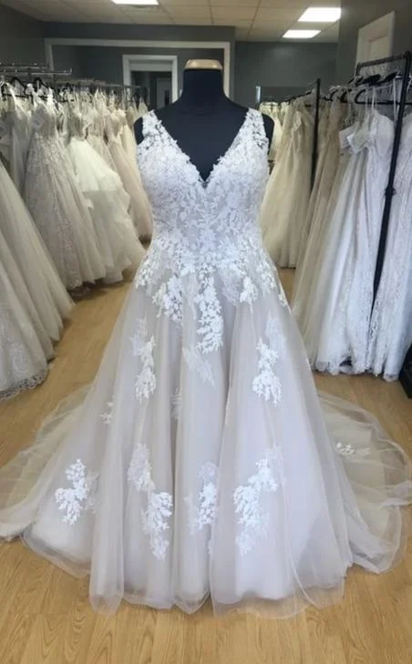 Custom Lace and Tulle Plus Size Wedding Dress