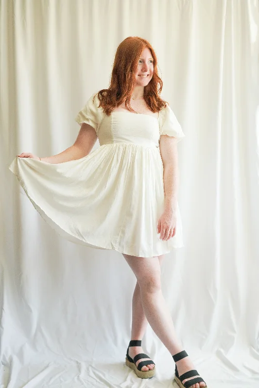 White Linen Babydoll Dress