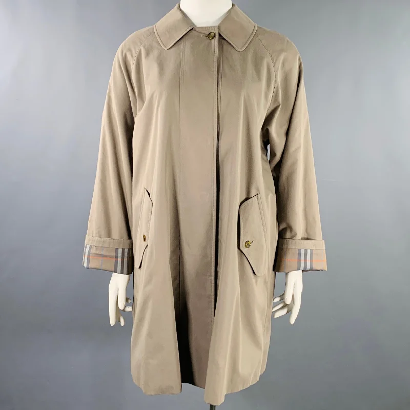 BURBERRYS Size L Taupe Cotton Blend Hidden Buttons Coat