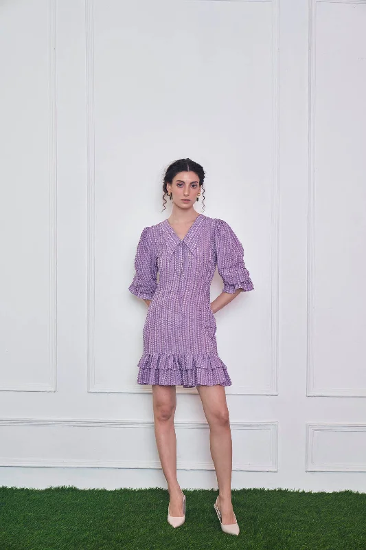 Lavender love Checkered Mini Dress