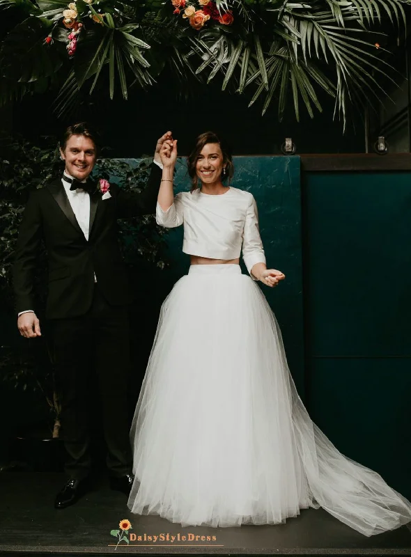 Two Piece Long Sleeve Wedding Dress